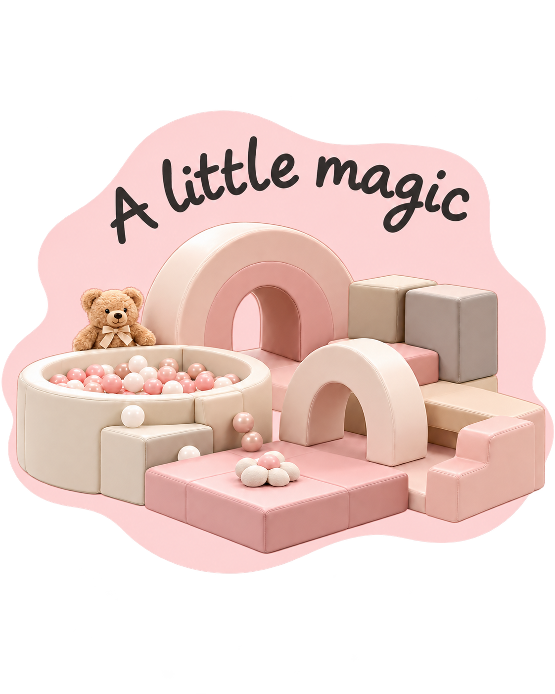 A little magic: pink soft play, ball pit and teddy bear
